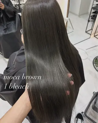 ロング カラー 赤み消し/オリーブ カーキ/福田れんのヘアスタイル