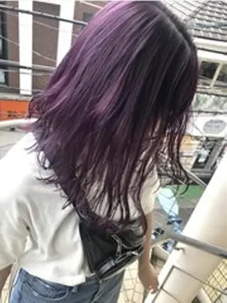 ミディアム カラー qiie ワンカラー 黒染め 白髪染めのヘアスタイル