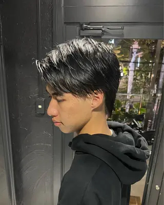 ショート パーマ メンズ 難波/メンズウルフ・ フェザーパーマ鶴田文のヘアスタイル