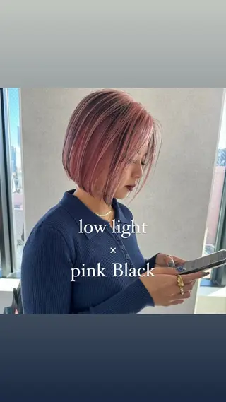 ショート 切りっぱなしボブイヤ リングカラー清水隆央のヘアスタイル