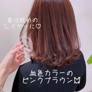 ミディアム カラー 韓国ヘア♡おくれ毛♡ ボブ♡sayakaのヘアスタイル