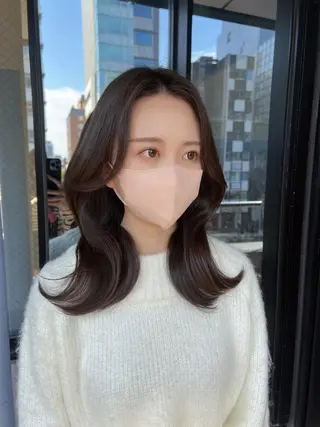 ミディアム 韓国ヘア♡ 顔まわりカットayaのヘアスタイル