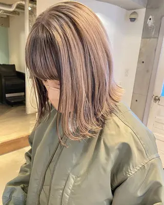 ミディアム カラー 似合わせカラーパーマ 🌿kitin米川のヘアスタイル