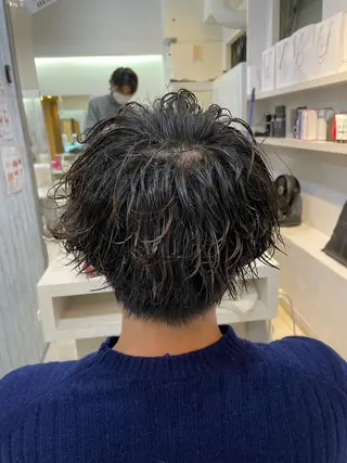 ショート パーマ メンズ 髪質改善× ハイライト溝江のヘアスタイル