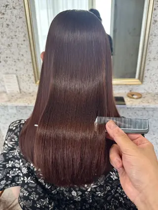 カラー パーマ ミディアム mood 髪質改善 ダブルカラーのヘアスタイル