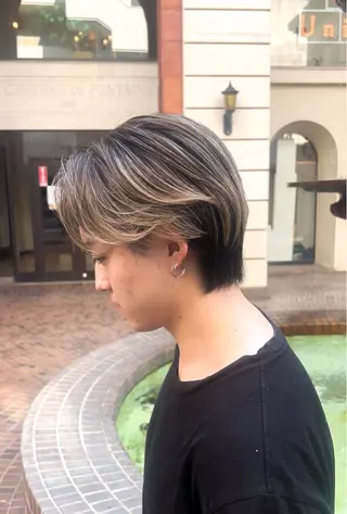 ショート カラー メンズ 海外デザイン🇺🇸 石渡諒太のヘアスタイル