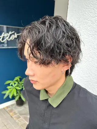 ミディアム パーマ メンズ men’s salon NOA solte. 【メンズサロン ノアソルテ】所属・メンズパーマ職人 加藤 弘貴のヘアスタイル