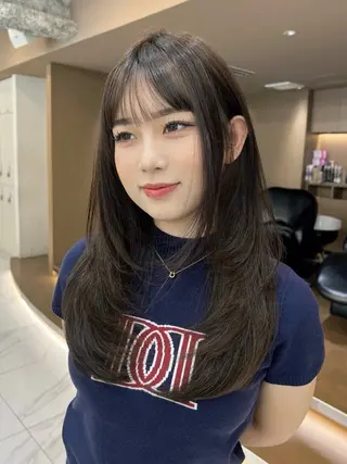 ロング レイヤー/縮毛 透明感カラー松沢州途のヘアスタイル