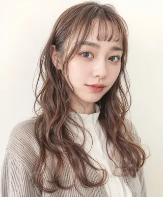 セミロング カラー ⭐️顔周りのこだわり 可愛くします⭐️岡安のヘアスタイル