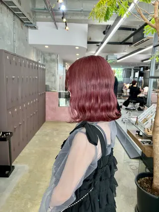 ミディアム カラー era所属・azumi/ボブ/暖 色/オリーブ/縮毛のヘアスタイル