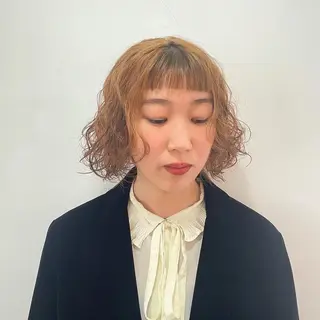 ミディアム パーマ mopa所属・mopa_kaede 暖色カラー/ロングのヘアスタイル