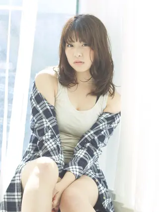 ミディアム セミロング カラー パーマ 宮澤 タケル ミディアムヘアのヘアスタイル