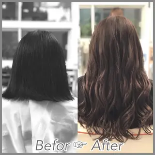 セミロング カラー エクステ ハイトーン 💭黒崎ハルカのヘアスタイル