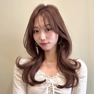 セミロング 🌹ハッシュカット、 レイヤー韓国ヘア🌹のヘアスタイル