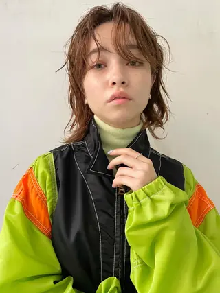 ミディアム カラー パーマ ヘアアレンジ 丸山渉/パーマ エフェクトブリーチのヘアスタイル