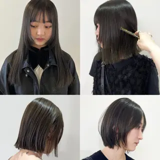 ミディアム カラー nonoka オリーブ/グレージュのヘアスタイル