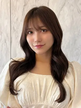 ロング カラー パーマ ヘアアレンジ メンズ キッズ 新宿/小顔レイヤー/ 顔まわり/西慶太朗のヘアスタイル