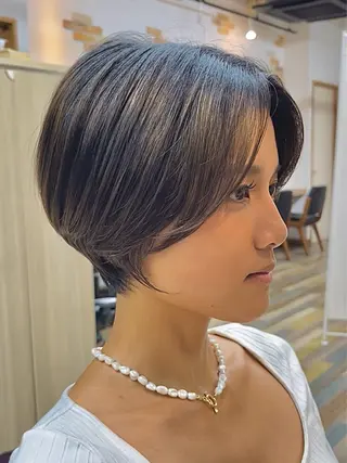 ショート カラー 野田頭 心🌿/ボブ レイヤー/艶カラーのヘアスタイル