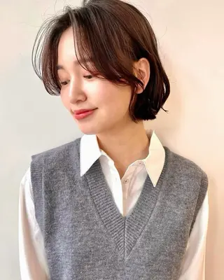 ショート パーマ 🌱小顔ヘア/ボブ ミディアム/双葉🌱のヘアスタイル