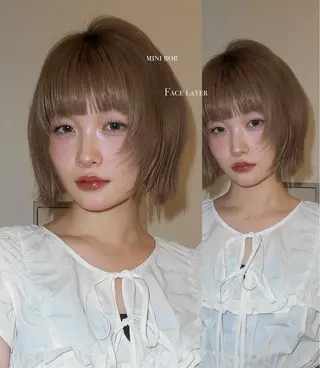 ミディアム おしゃれボブ/暖色 カラー🧶いろはのヘアスタイル