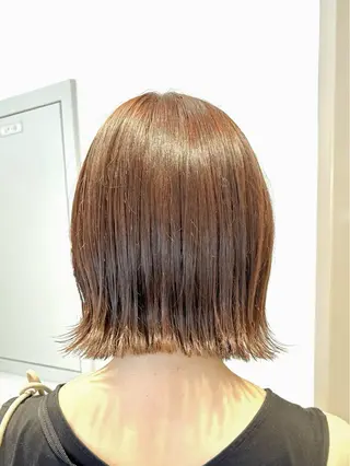 ショート カラー 結べるくびれボブ/透 明感カラーtaigaのヘアスタイル