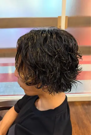 ミディアム パーマ Li L'西宮所属・メンズ専門 リョウのヘアスタイル