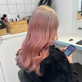 セミロング カラー 🩵透明感カラー× 縮毛ボブ🩵ヒナノのヘアスタイル