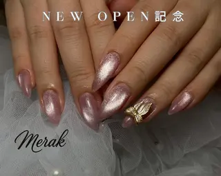 ネイル メラク難波/長さだし パラジェルフィルインのネイルデザイン