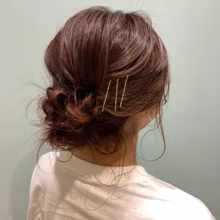 ミディアム カラー ヘアアレンジ ミディアムパーマ /癖毛パーマのヘアスタイル