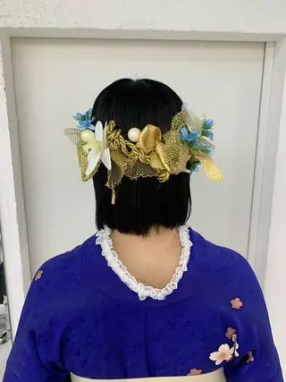 ショート カラー ヘアアレンジ 卒業式ヘアセット🎀 ヘアアレンジのヘアスタイル