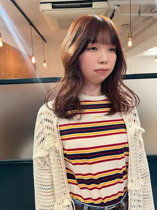 ミディアム カラー 暖色/パーマ 🌼クニトウメイのヘアスタイル