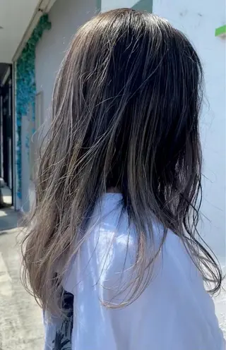 ロング カラー ブリーチなしWカラー /酸性ストレート河本のヘアスタイル