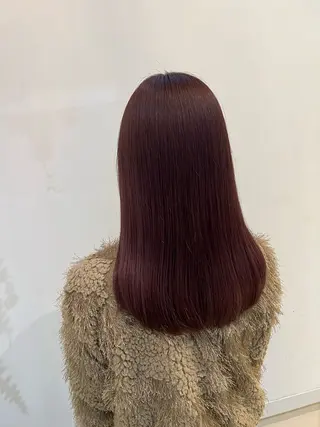 ミディアム カラー ブリーチしない暖色 カラー🥀杉 優菜のヘアスタイル