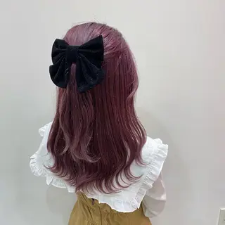 セミロング カラー クルミ🤍ピンク 🎀韓国ヘアのヘアスタイル