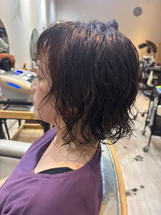 ミディアム カラー パーマ 西村 錬之介のヘアスタイル
