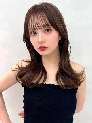 ミディアム カラー パーマ ヘアアレンジ 透明感🫧艶カラー noaのヘアスタイル