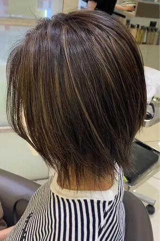ショート カラー 細めハイライト🩶 ボブ/レイヤーカットのヘアスタイル