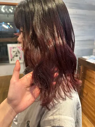 ミディアム カラー パーマ rocks by Mag所属・青木未羽 松本市美容室のヘアスタイル