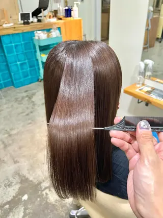 セミロング KAZUKI新宿 カット　パーマのヘアスタイル