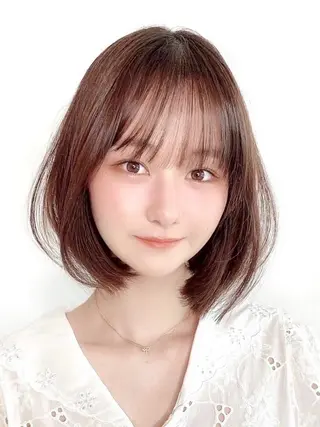 セミロング カラー パーマ ヘアアレンジ JYUNESU所属・韓国・韓国ヘア 髪質改善のヘアスタイル