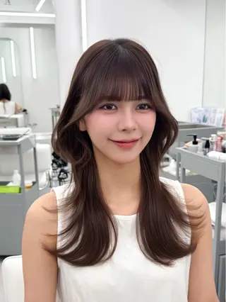 ミディアム カラー ヘアアレンジ 最小顔周りカット/ くびれヘア/窪田洸希のヘアスタイル