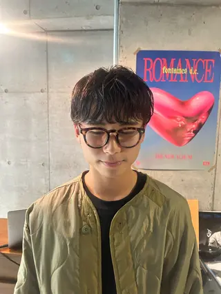 ミディアム パーマ メンズ 石原 実のヘアスタイル