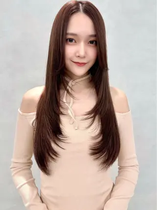 ロング カラー ヘアアレンジ ✨韓国レイヤー/ 透明感カラー✨冨永剛のヘアスタイル