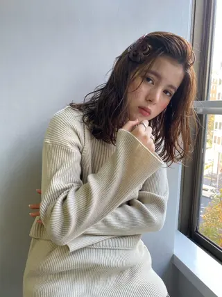 セミロング カラー 当日予約大歓迎💗 依田瑞希のヘアスタイル