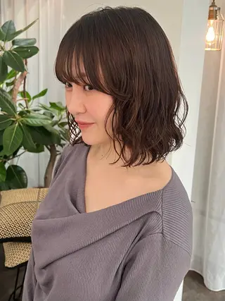 ミディアム デザインパーマ 加藤園のヘアスタイル