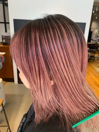 ロング カラー ボブ　くせ毛風パーマ 艶カラー/横山大樹のヘアスタイル