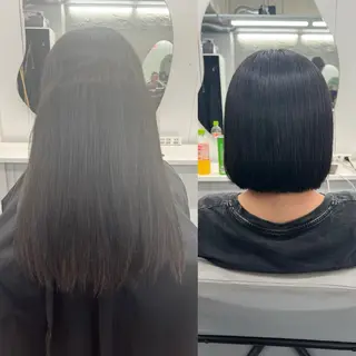 ショート 縮毛矯正/髪質改善 ケアカラー/亀田泰生のヘアスタイル