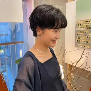 ショート パーマ casane所属・暖色・前髪カット 🎗️佐藤ゆみこのヘアスタイル