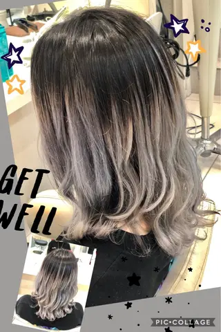 セミロング カラー 永島 桜のヘアスタイル