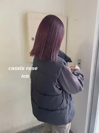 ミディアム カラー 切りっぱなしボブ ソノキユウカのヘアスタイル